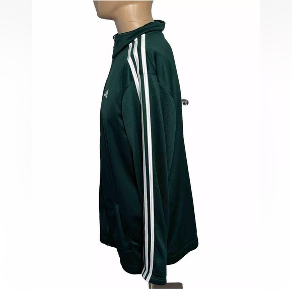 Adidas Men’s Track Jacket S Green White Stripes Pockets Lightweight Oversized - Picture 4 of 10